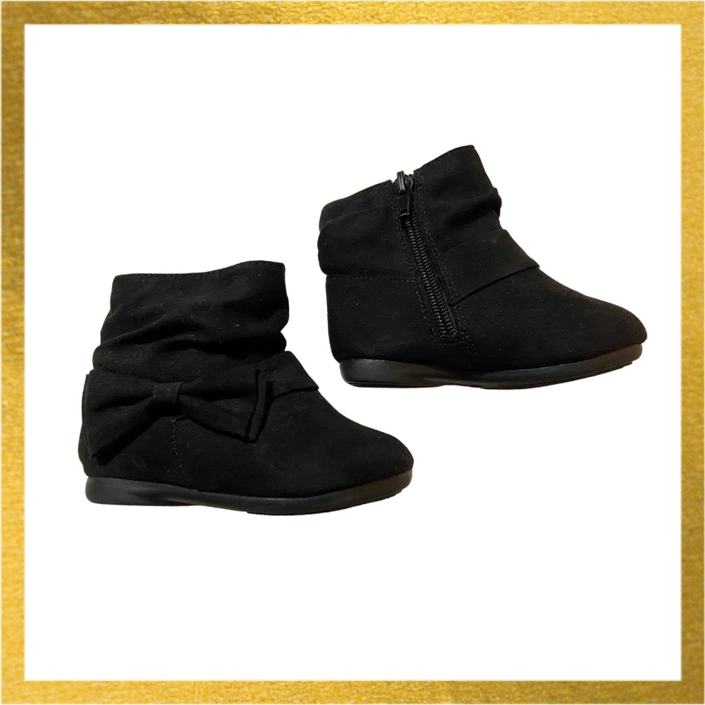 Toddler Girl Black Suede Zipper Boots Size 6